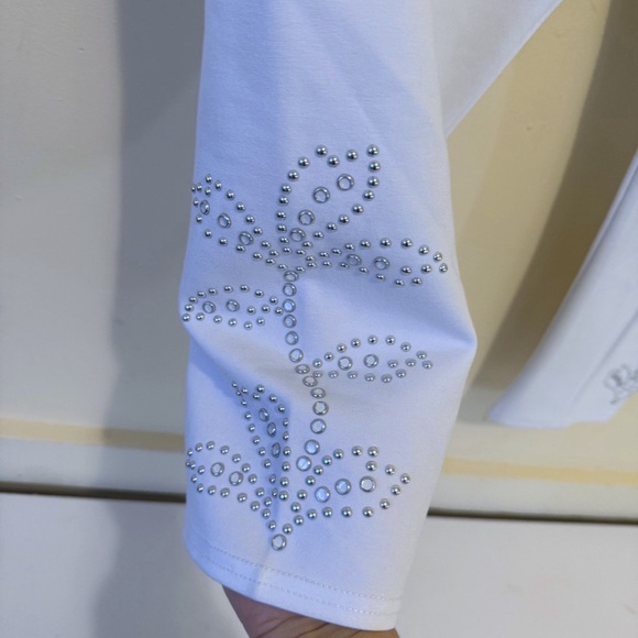 Slim Factor By Investments  Ankle Capri Pants Stretch Embellished White XL New - Picture 5 of 7